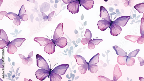 Abstract butterflies are pink and purple. Watercolo © Mishi