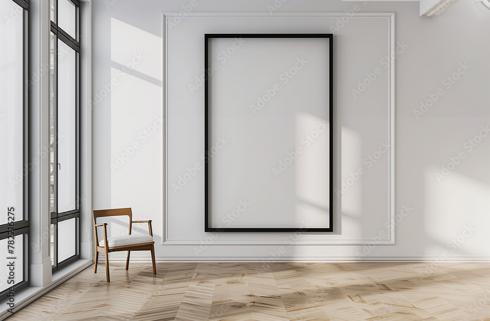 Mockup poster frame on the wall of living room. Luxurious apartment background with contemporary design. Modern interior design. 3D render, 3D illustration
Mockup poster frame on the wall of living room. Luxurious apartment background with contemporary design. Modern interior design. 3D render, 3D illustration