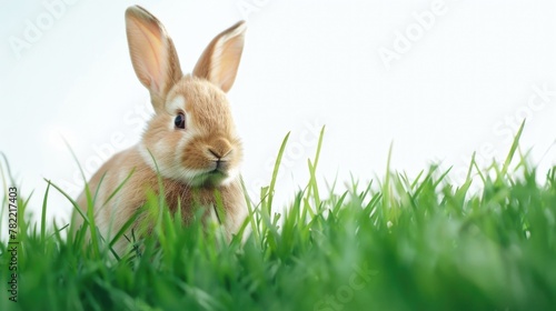 A rabbit sitting in tall grass. Suitable for nature or animal themes © Fotograf