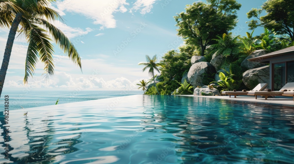 Relaxing poolside with palm trees Relaxing poolside with palm trees