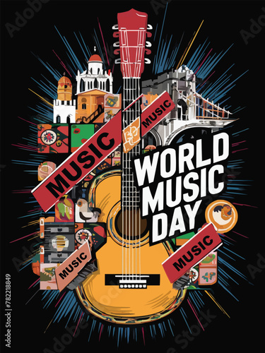 World music day for all music enthusiasts from walks of life colorful customized vector illustration design