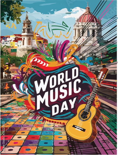 World music day for all music enthusiasts from walks of life colorful customized vector illustration design