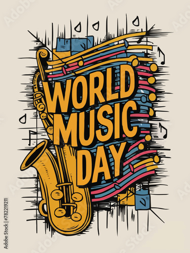World music day for all music enthusiasts from walks of life colorful customized vector illustration design