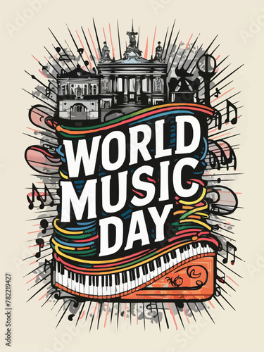 World music day for all music enthusiasts from walks of life colorful customized vector illustration design