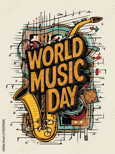 World music day for all music enthusiasts from walks of life colorful customized vector illustration design