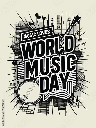 World music day for all music enthusiasts from walks of life colorful customized vector illustration design