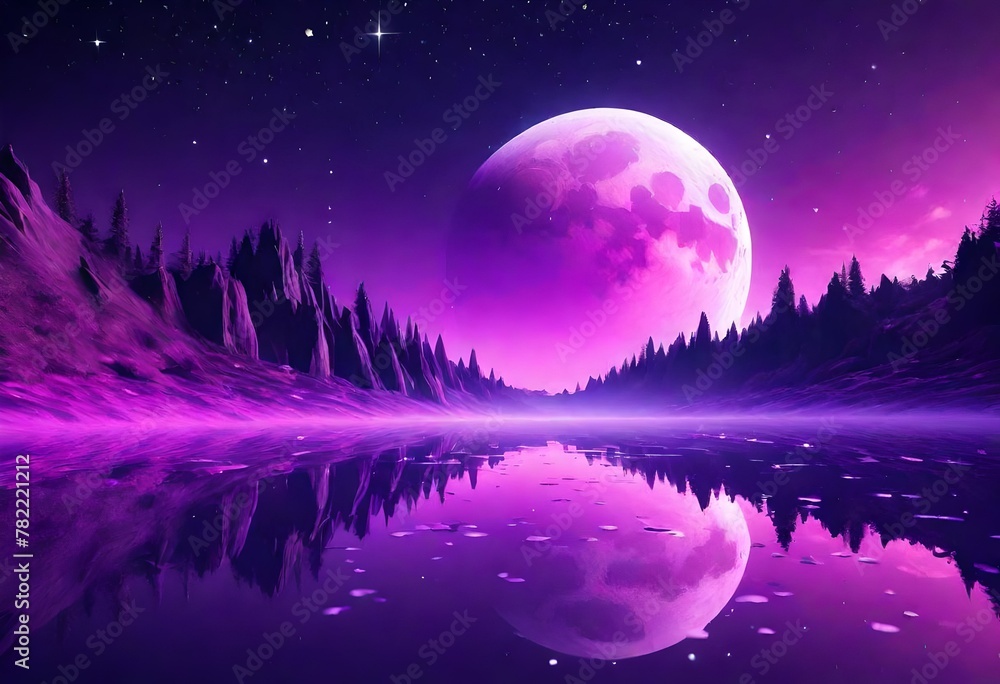 night landscape with moon night landscape with moon