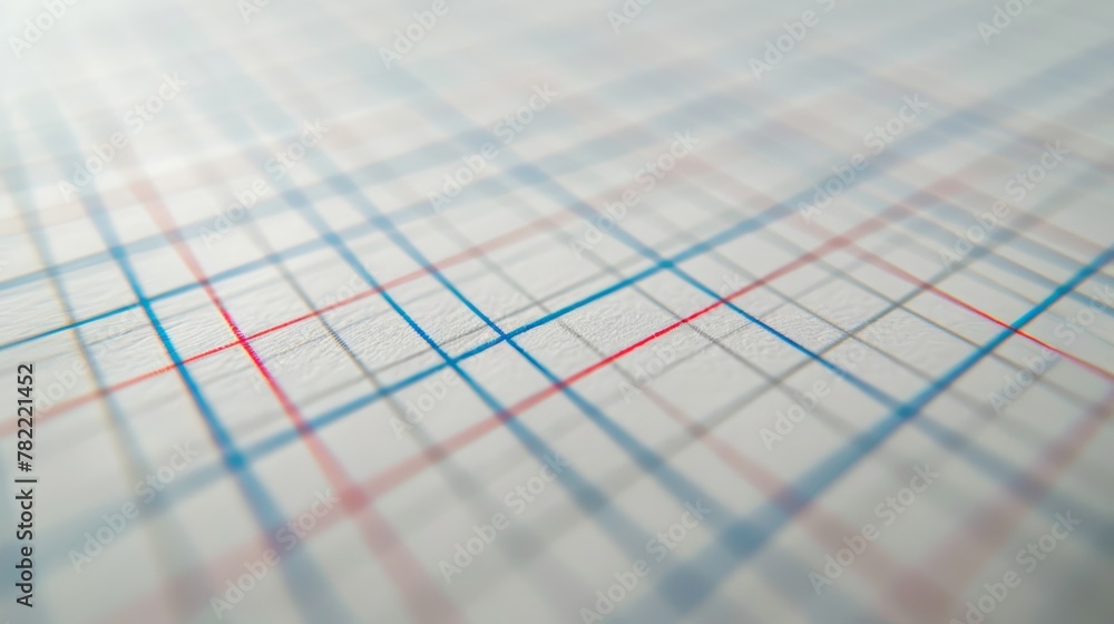 With blue lines along the x-axis and red lines along the y-axis on white graph paper - obrazy, fototapety, plakaty 
