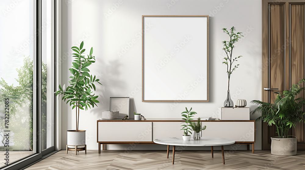 Mockup poster frame on the wall of living room. Luxurious apartment background with contemporary design. Modern interior design. 3D render, 3D illustration
Mockup poster frame on the wall of living room. Luxurious apartment background with contemporary design. Modern interior design. 3D render, 3D illustration
