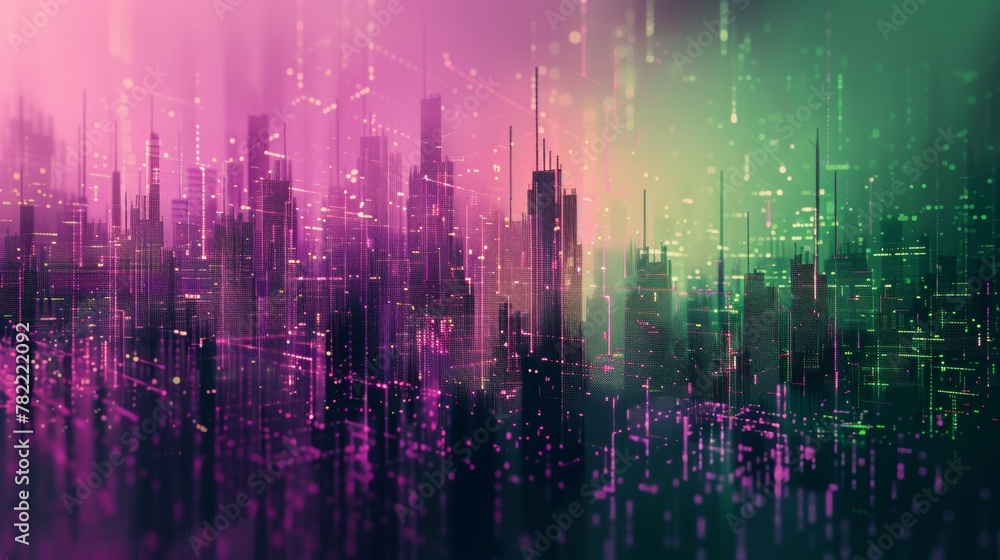 Pixilated Graphics in purple and green Pixilated Graphics in purple and green