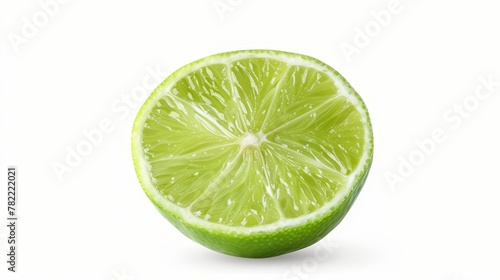 Green lime fruit half sliced isolated on white background.