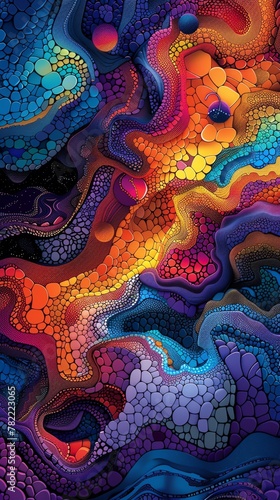 intricate patterns and vibrant colors to create a digital tapestry that evokes a sense of connectivity and innovation