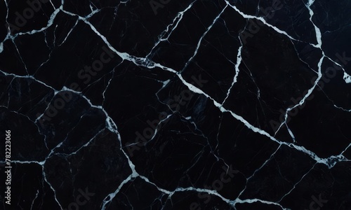 Black marble texture background or backdrop with blue veins. Generative AI