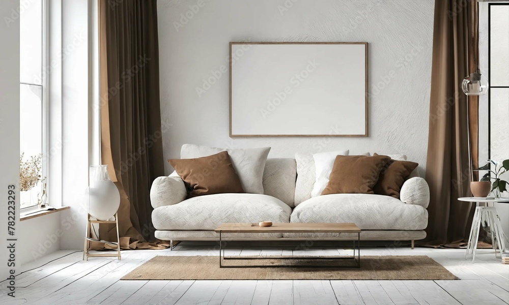 Living room with white empty walls - light mockup Living room with white empty walls - light mockup