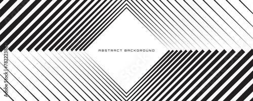 3D black stripes techno background on white space. Tech banner with rhombus style effect decoration. Modern graphic design element. Motion lines concept for web, flyer, card, or brochure cover