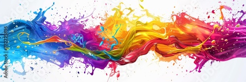 Colorful fluid paint splash art design - An energetic splash of colorful paint swirls blending together in a dynamic and artistic display photo