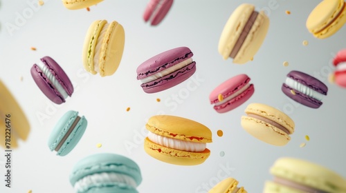 Wallpaper Mural Colorful macaroons or macarons in the air with different filling for sweets and dessert display Torontodigital.ca