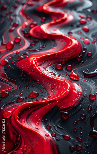 red water drops, and black waves