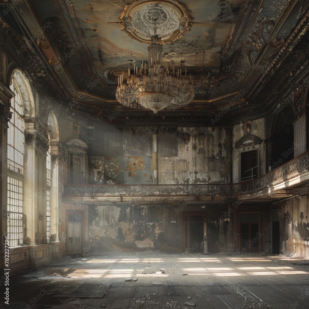 Abandoned banquet hall echoes of laughter and sorrow