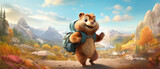 A squirrel with a backpack, embarking on a grand adventure to find the world's most magical acorn.