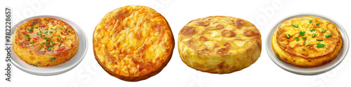 Tortilla Española (Spanish Omelette) clipart collection, symbol, logos, icons isolated on transparent background photo