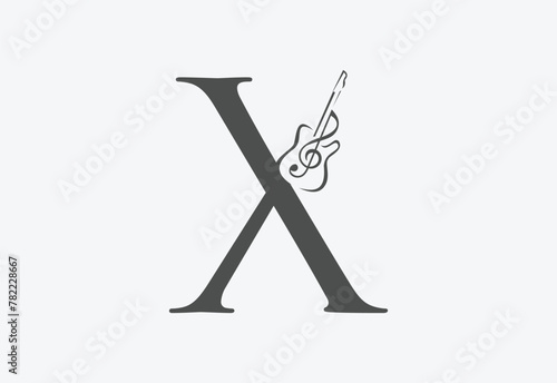 Music icon with latter X logo design creative concept