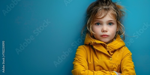 Portrait of a Resolute Young Girl with Pressed Lips Exuding Determination