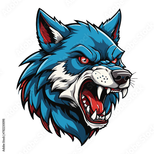 vector isolation mad wolf with white background