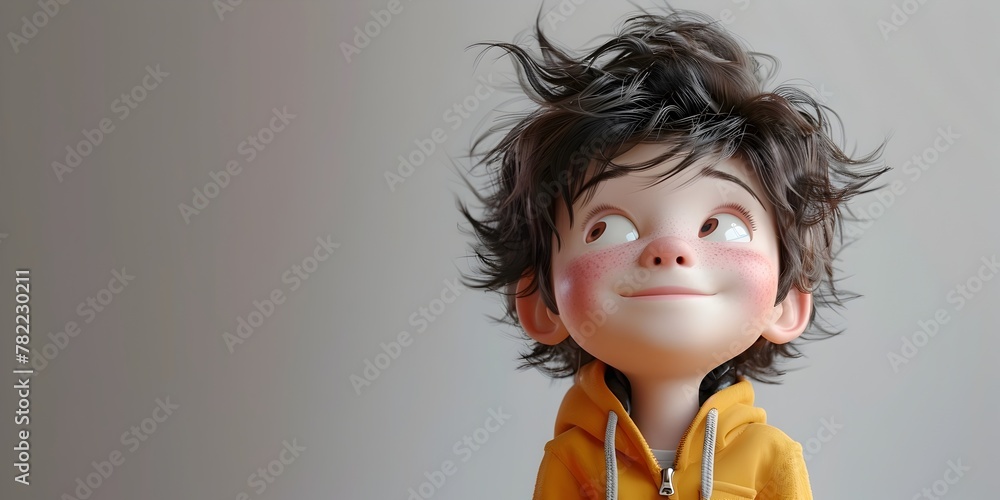 Delightfully Animated Child Character Expressing Exuberant Cheer and Laughter