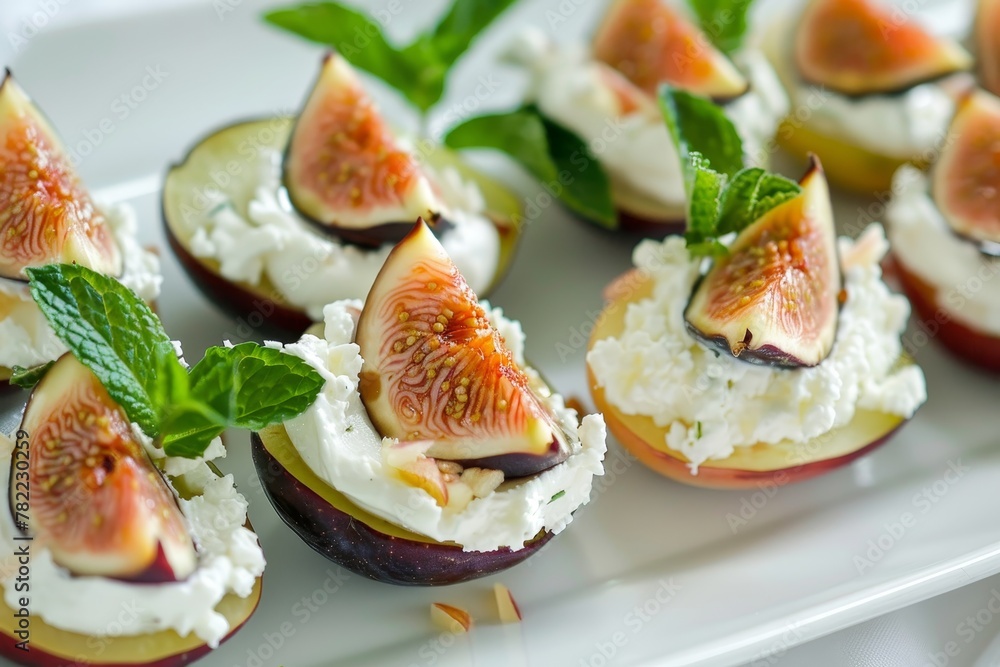 Fig and nectarine with goat cheese and mint Fig and nectarine with goat cheese and mint