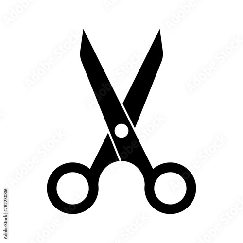 Simple black color icon of scissors isolated on a white background.