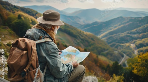 Solo traveler senior man wi...