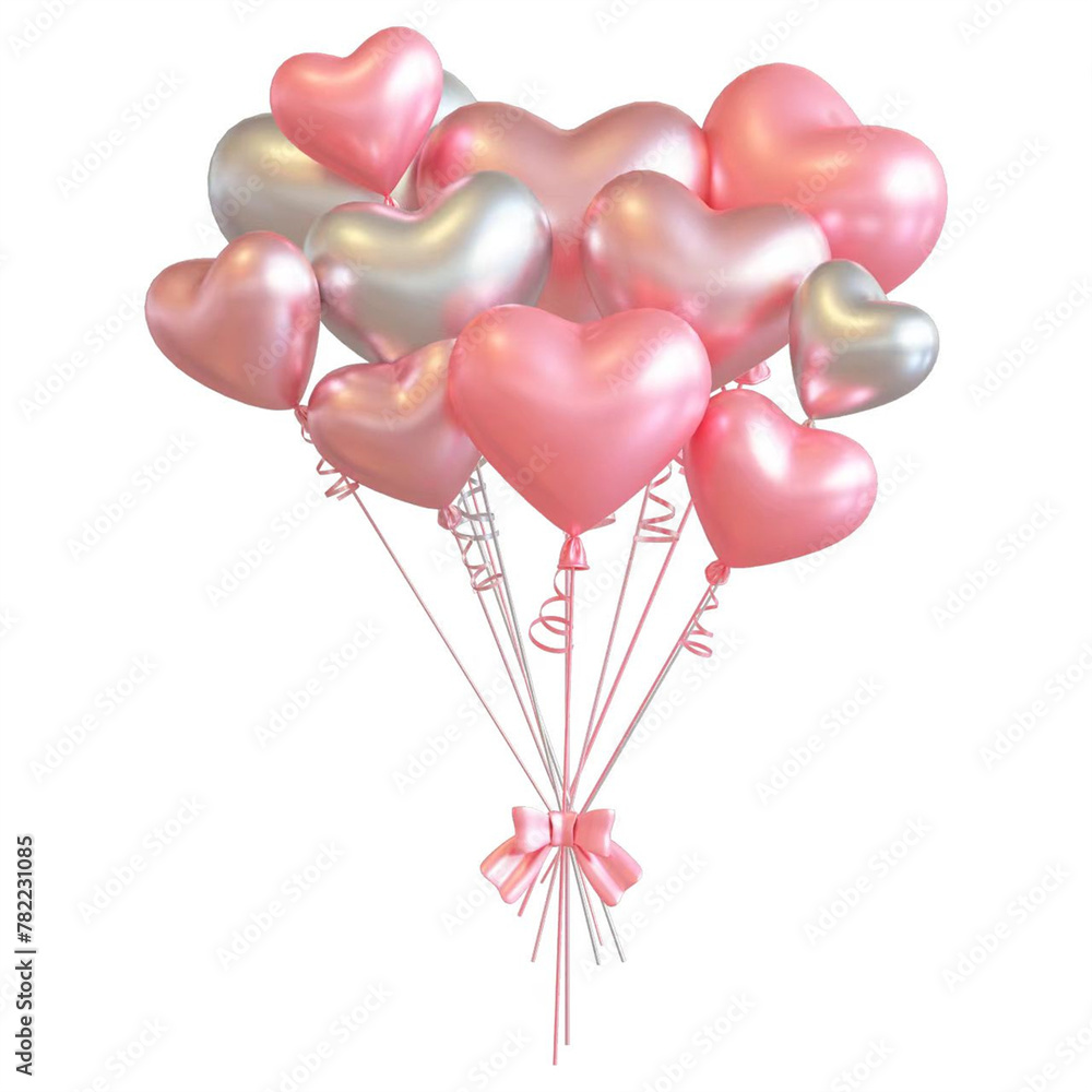 heart shaped balloons pink 3D birthday holiday