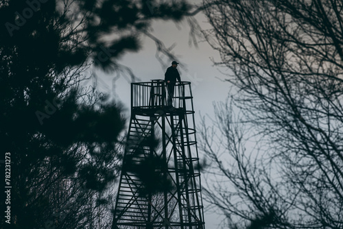The prison guard on the viewing tower.