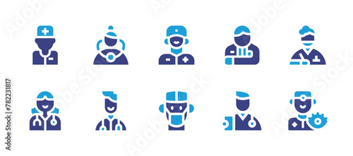 Doctor icon set. Duotone color. Vector illustration. Containing doctor  man  ophthalmologist.