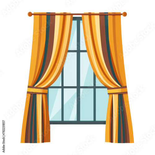 Window With Curtain and Curtain Rod isolated on a transparent background  clipart  graphic resource