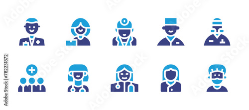 Doctor icon set. Duotone color. Vector illustration. Containing medicalteam  doctor  nurse  psychiatrist.