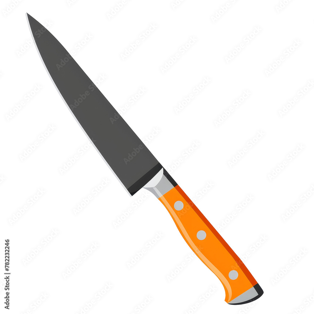 Large Knife With Orange Handle isolated on a transparent background, clipart, graphic resource Large Knife With Orange Handle isolated on a transparent background, clipart, graphic resource