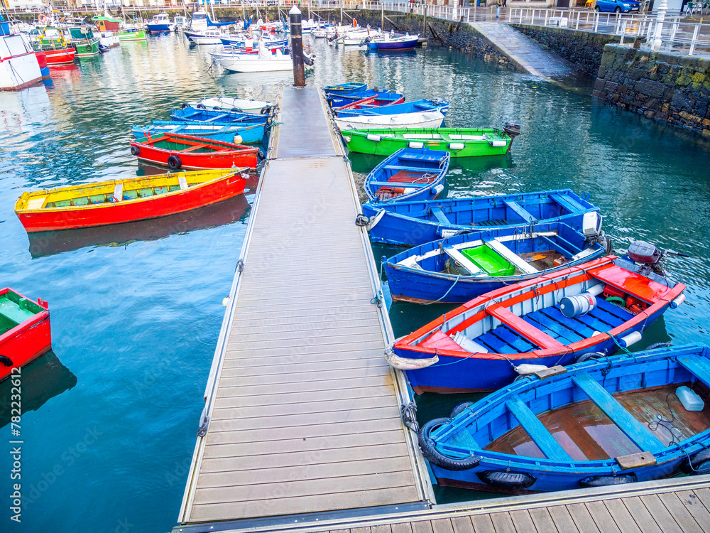 Colorful boats in Luarca marina