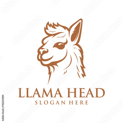 LLama head, animal and wild life logo vector illustration