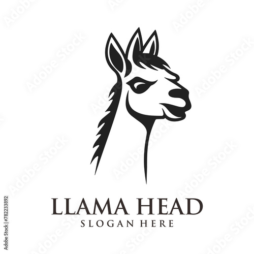 LLama head, animal and wild life logo vector illustration