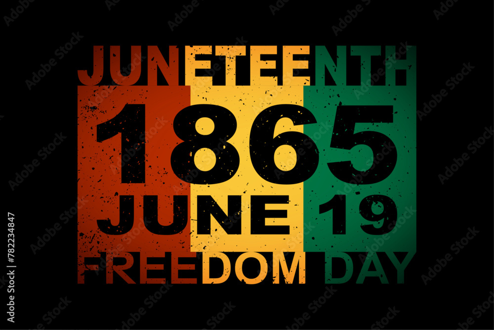 Juneteenth Freedom Day 1865 June 19 greeting banner. African - American Independence day, history and heritage. Freedom or Liberation day. - obrazy, fototapety, plakaty 
