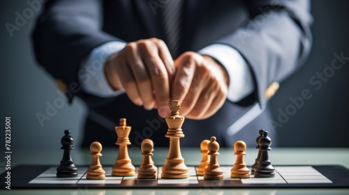 Wallpaper Mural chess battle, victory, success, leader, teamwork, business strategy . business man wear business suit move prepare move king chess pieces, plan strategy lead successful business competition leader Torontodigital.ca