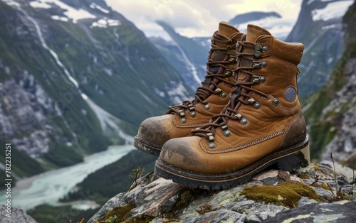 Hiking boots on a rocky outcropping