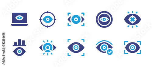 Vision icon set. Duotone color. Vector illustration. Containing target, focus, visualize, vision, datamodeling, eyescan.