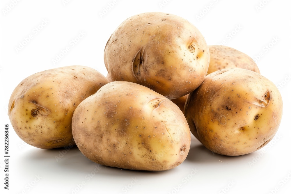 Potatoes isolated white background close up Potatoes isolated white background close up