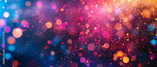 Dynamic sparkling particles flowing in a colorful space