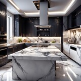 3d rendered pic of luxury interior design of kitchen in the abstract background