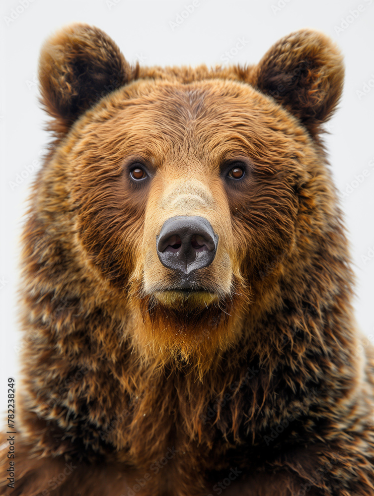 up close bear portrait with solid white background up close bear portrait with solid white background