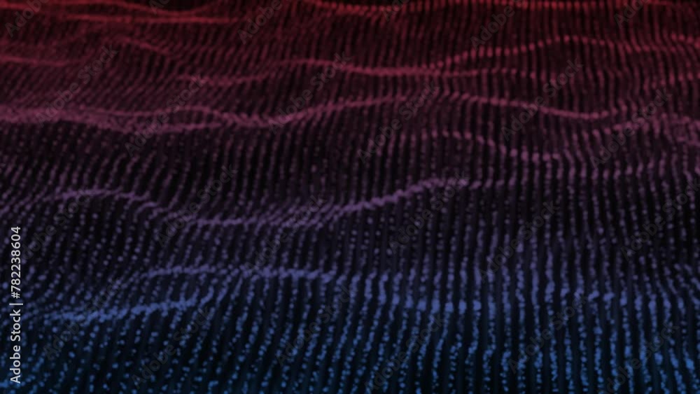 waves of particles smoothly flowing horizontally. animating background. purple and blue elements on a gray background
waves of particles smoothly flowing horizontally. animating background. purple and blue elements on a gray background